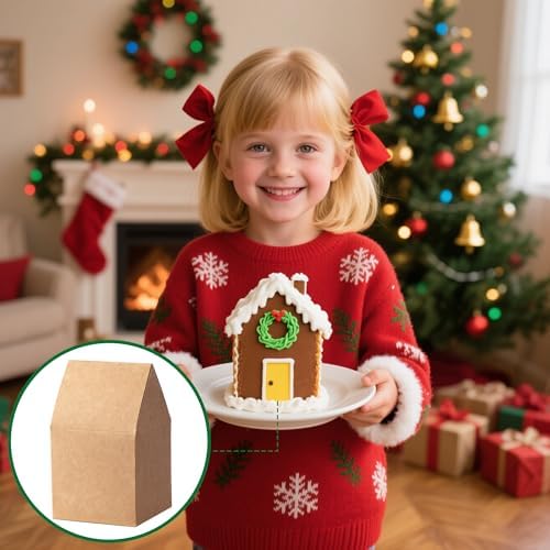 52 Set Christmas Gingerbread House Cardboard Craft Boxes with Stickers