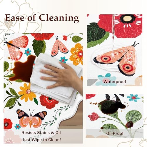 Arenarug Scalloped Kitchen Mats for Floor 2PC Cushioned Anti Fatigue Kitchen Mats Rugs Waterproof Non Slip Farmhouse