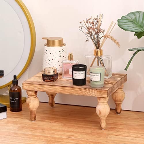 Wood Pedestal Stand Table for Farmhouse Decor / 12 x 9 x 5.5