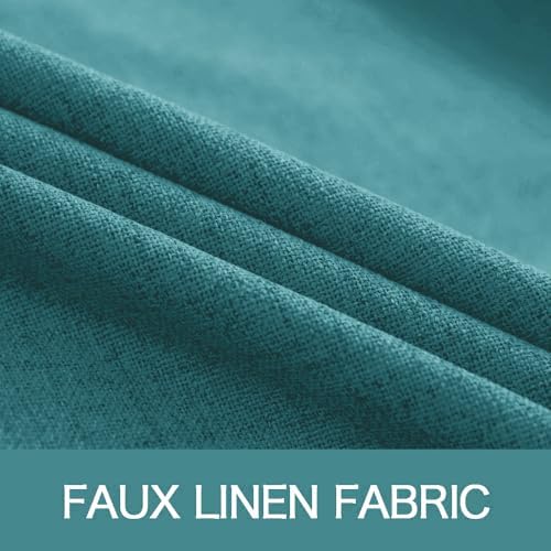 MIULEE 100% Blackout Linen Curtains for Bedroom 52x63 Inches Teal