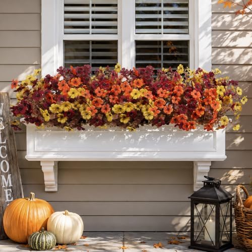 HyeFlora Artificial Fall Flowers Faux Mums, 3 Color Mixed, 12 Bundles