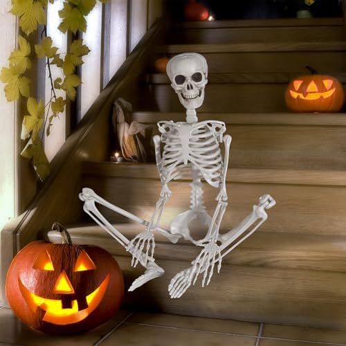 XONOR 3ft Halloween Posable Skeleton Human Full Body Plastic Skeleton Decorations for Halloween Party Haunted House Supplies (2Pcs)