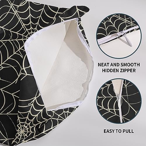 Robvobe Halloween Spiderweb Pillow Covers 24x24 Set of 2 Black White Web Outdoor Decorative Throw Pillows Halloween Scary Themed Farmhouse Pillowcases Linen Cushion Case Decor for Home Sofa Couch Bed