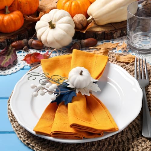 Teenyyou Set of 6 Blue Fall Napkin Rings Blue Pumpkin Ring Holder