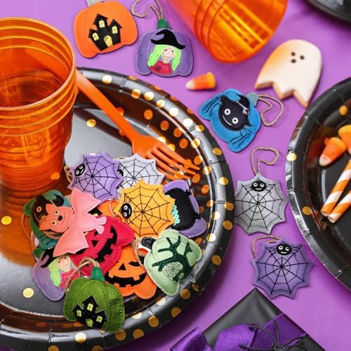 SmoothNovelty 12 Pcs Halloween Felt Ornaments 3D Pumpkin Hanging Tree Decor