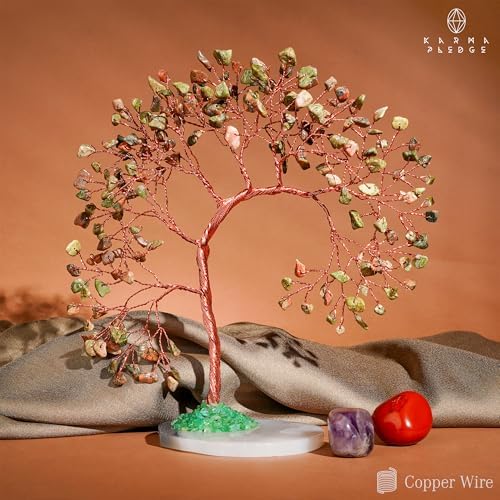 Crystal Tree of Life for Home, Office, Room, Wall Decor to Bring Money & Good Luck, Handmade Unakite Reiki Healing