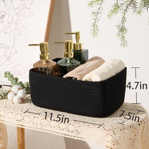 Woven Rope Baskets / L11.5xw7.5xh4.7 / Black / Set of 3