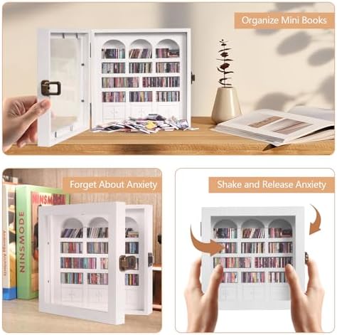 Anxiety Bookshelf – Mini Books Display for Stress Relief and Fun Decor, Perfect Decorative Miniature Library for Book