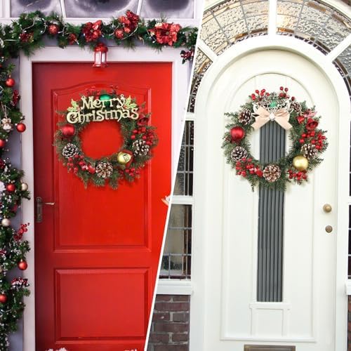 Zeyune 8 Pcs 14" Christmas DIY Green Wreath Artificial Faux Wreath, Fresh