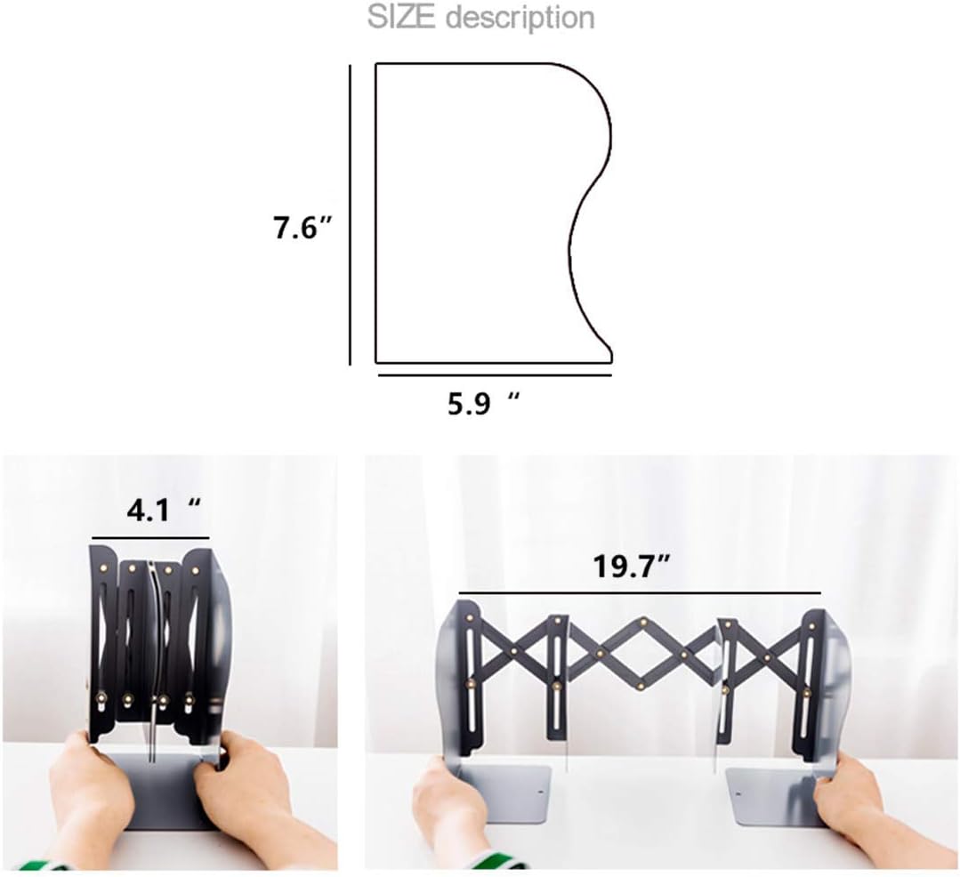 Adjustable Bookend Desktop Bookend Stand Holder Expandable Bookcase / Black