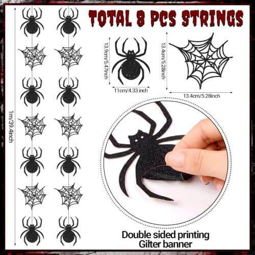 Xinnun 8 Pcs Halloween Party Decorations Spider Web Garlands Banners