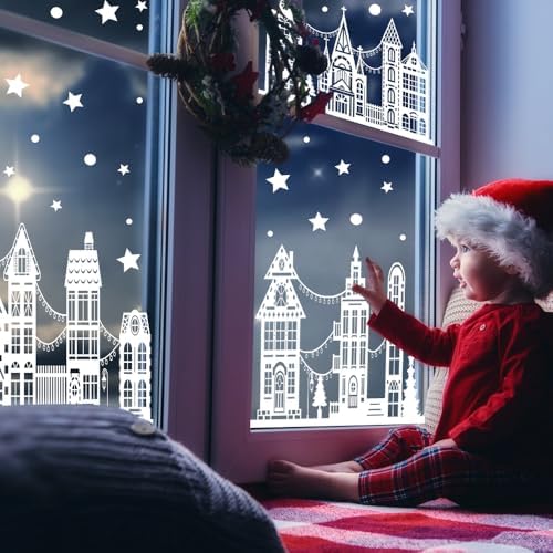 72" Christmas Window Clings Winter Street Scene Glass Door Decor