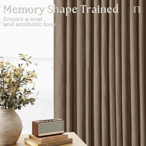 86 Inch Pinch Pleat Linen Memory Training Curtains Dutch Cocoa 2 Panels