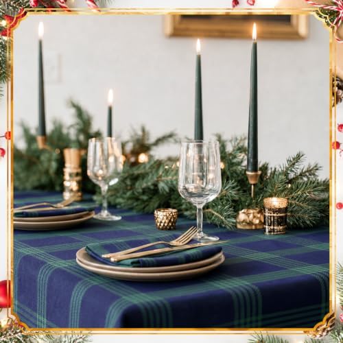 Chumia 12 Packs Christmas Blue and Green Tartan Plaid Napkins Christmas Napkins Paper Cotton Blend Cloth Dinner Reusable Washable Festive Table Decor for Xmas Holiday Dinner Party Family Meals