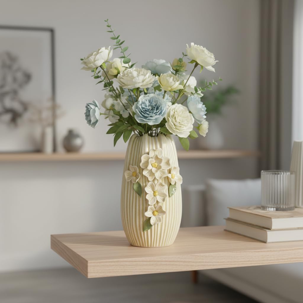 Ceramic Vase / Modern Centerpiece Vases Home Decor / Yellow / 9 Inch