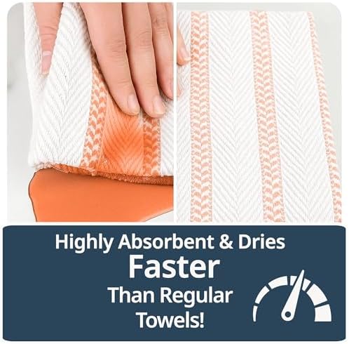 LANE LINEN Kitchen Dish Towels 100% Cotton Soft & Durable 4 Pack - Coral
