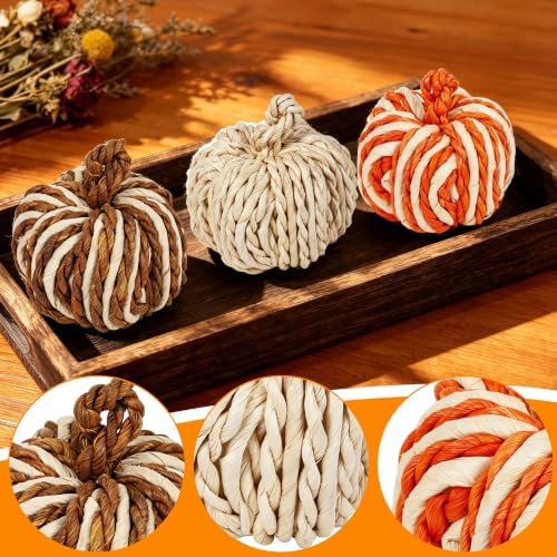 Lulu Home Set of 3 Handwoven Pumpkins Decor