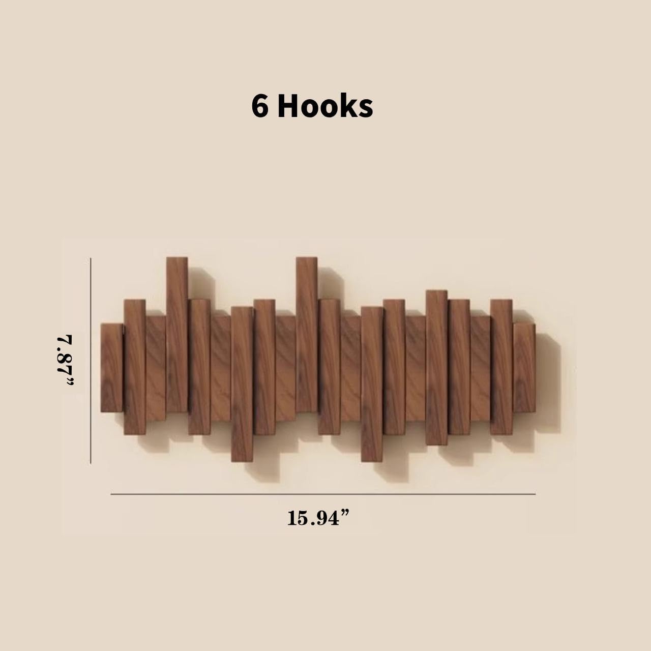 Wooden Magnetic Wall Hooks / Walnut / 6hooks