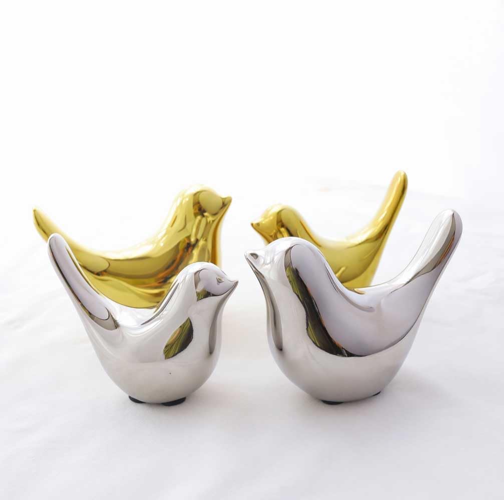 Modern Fall Shelf Home Decor Accents for Living / Silver / S&M / Set of 2