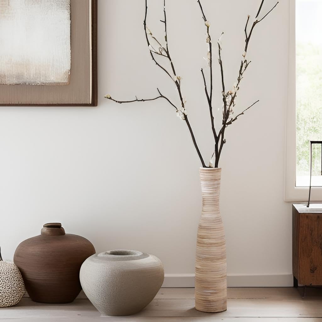 16" Tall Floor Vase for Pampas Grass / Bow-white-16