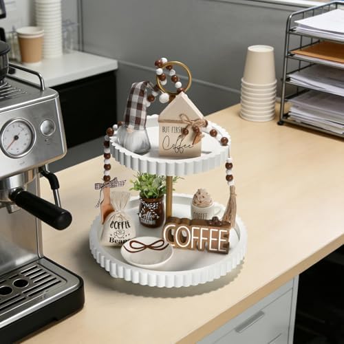 Coffee Bar Decor, 8 PCS Coffee Decorations for Tray Table Centerpieces