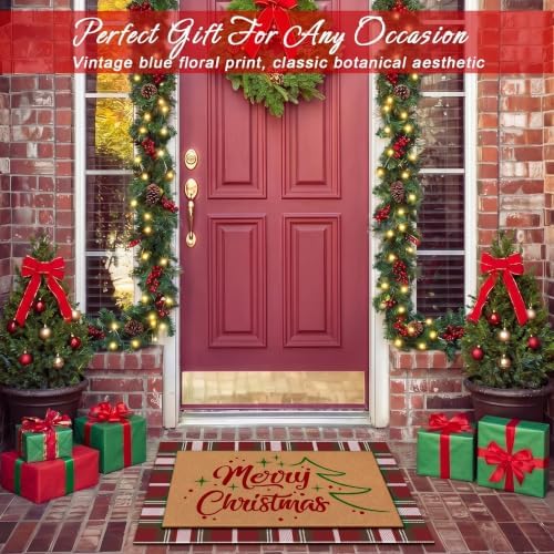 Tinideya 2 Pcs Merry Christmas Layered Doormat Set