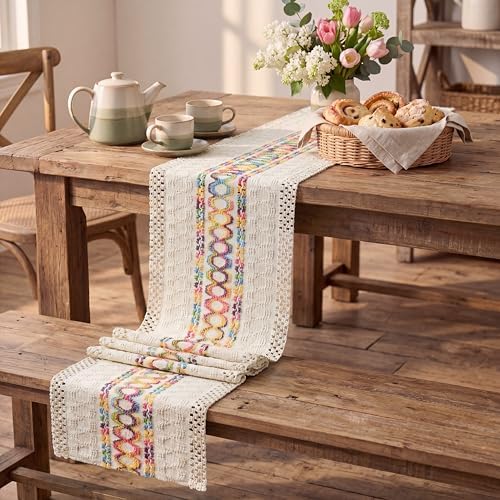 Artoid Mode Colorful Farmhouse Rustic Table Runner 12x90 Inch