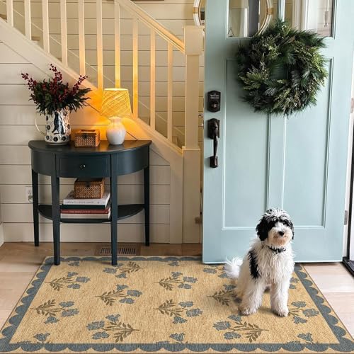 3x5 Floral Entry Rug - Washable Indoor Outdoor Mats for Front Door