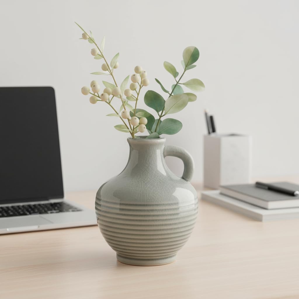 Small Modern Boho Vase / 6 Inch / Gray - 6
