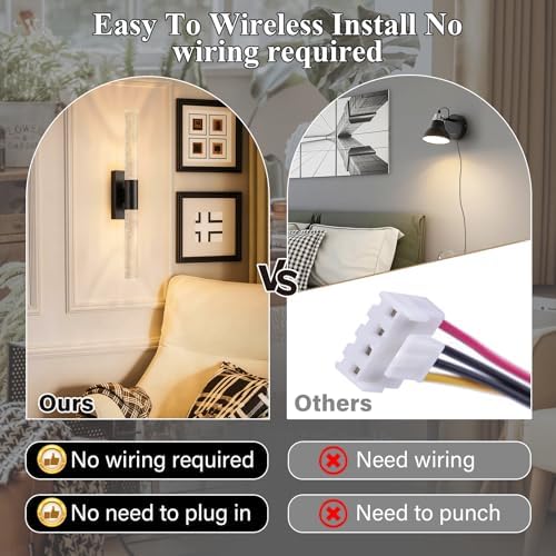 camuucci Battery Operated Wall Sconces Set of 2, Rechargeable Wall Lights