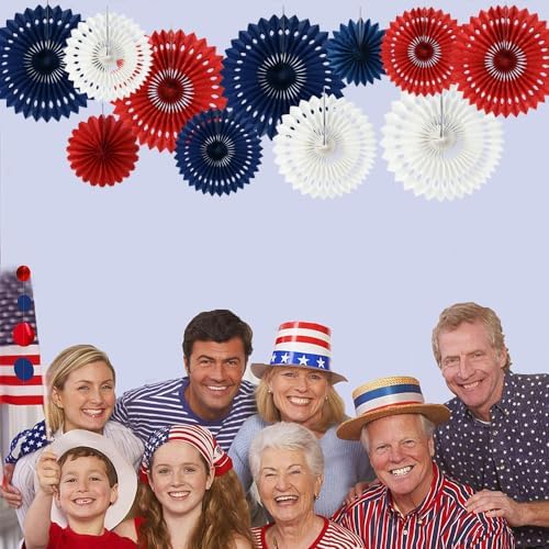 BEISHIDA Honeycomb Round Paper Fans Red White Blue Hanging Party Decoration