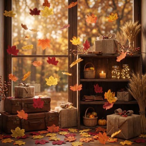 400Pc Artificial Fall Leave Silk Maple Leaf for Thanksgiving Decor