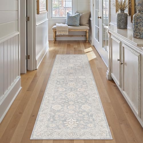 2'6x12 Blue Cream Neutral Runner Rug