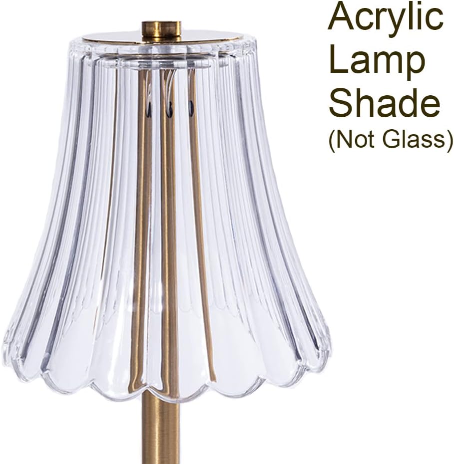 HEQET Cordless Table Lamps for Home,Table,Dining Room, Gold Rechargeable Lamps, USB Charge 12'' Tall LED Brass Portable