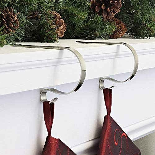 Haute Decor The Original MantleClip® Stocking Holder - 2 Pack (Silver) - Hang Christmas Stockings Safely and Securely from Mantels Up to 3 Inches Thick