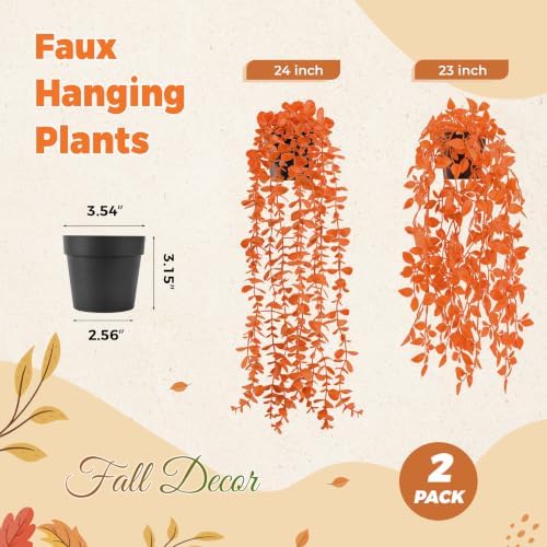 Der Rose 2Pcs Fake Fall Hanging Plants for Home Bathroom Wall Outdoor