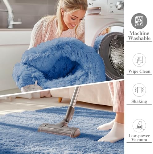OLANLY 2x4 Machine Washable Runner Rugs for Hallway, Soft Fluffy Shaggy Bedside Rugs for Bedroom, Living Room, Indoor