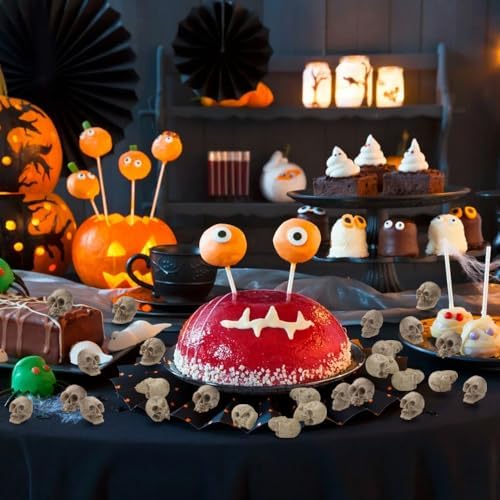 50pcs Halloween Mini Skulls Miniature Resin Skeleton Head Party Decorations
