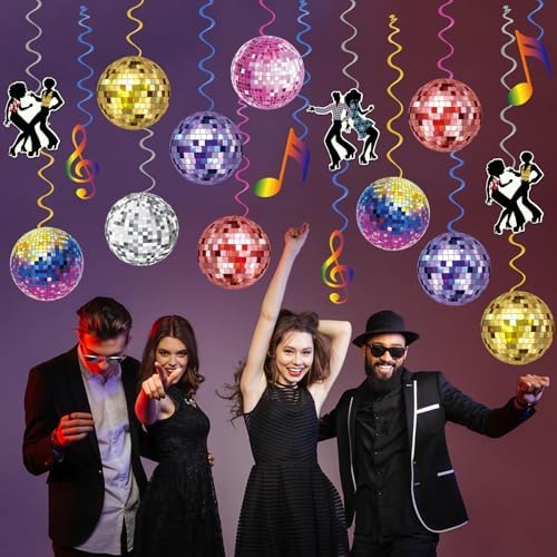 40Pcs Disco Party Hanging Swirl Decorations Disco Ball Hanging Swirls Disco Party Decorations 70s Party Hanging Swirls Ceiling Decor for Disco Themed 1970s Birthday Party Favors Supplies