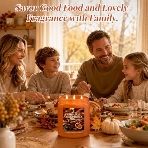 FF FRAGRFLOWING Large Fall Candle for Home Scented, Soy Wax, 22 oz