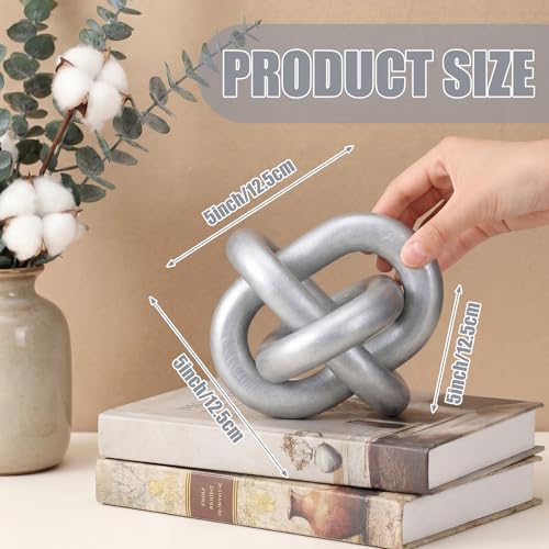 Yalikop 3 Link Wood Knot Decor Rustic Table Shelf Accents, Silver