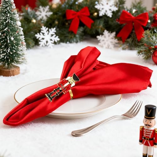 Christmas Nutcracker Napkin Ring Set of 6 for Holiday Dinner Decor