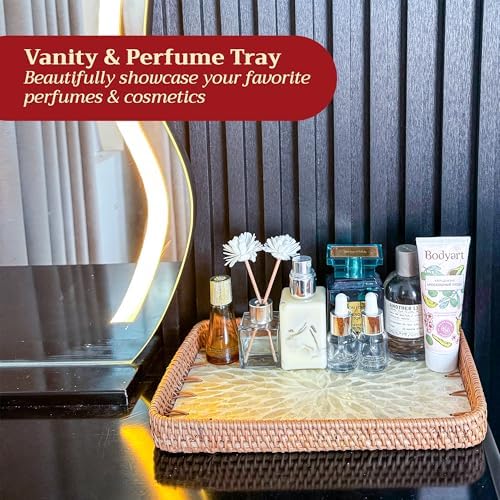 Rattan Rectangle Tray / White 11.8