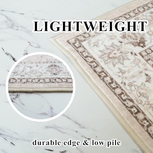 6ft Square Living Room Area Rug: Washable Oriental 6x6 Rugs for Bedroom Dining Room Non-Slip Entryway Kitchen Nursery
