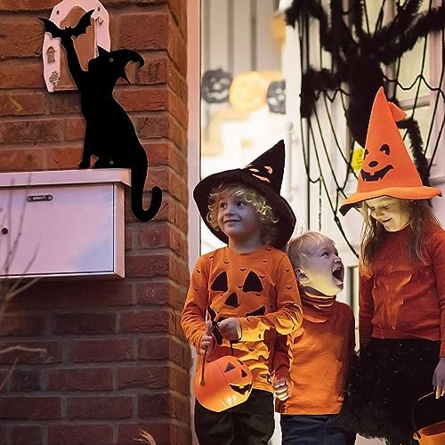 Halloween Door Corner Cat Metal Sign