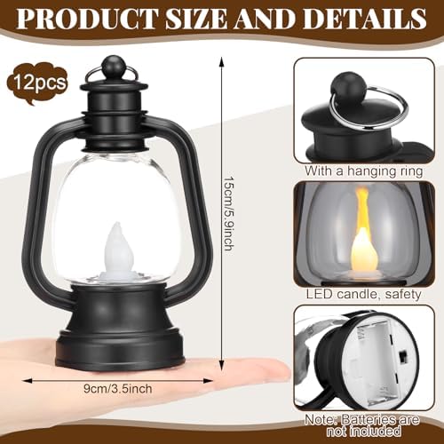 Ferraycle 12 Pcs Mini Lanterns Bulk 6 Inch Black Lamp Table Centerpieces