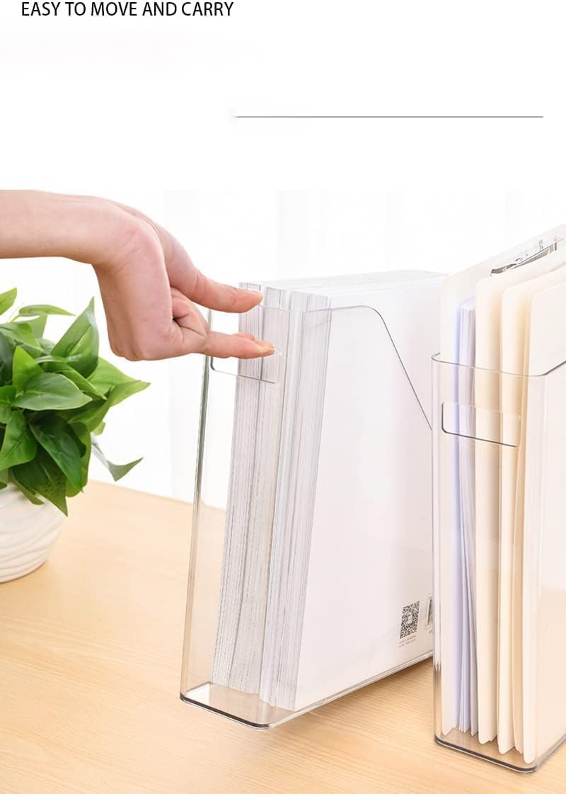 Magazine Holder, Clear Plastic Vertical File Magazine Organizer, Desktop File Magazine Book Storage Shelf for Office