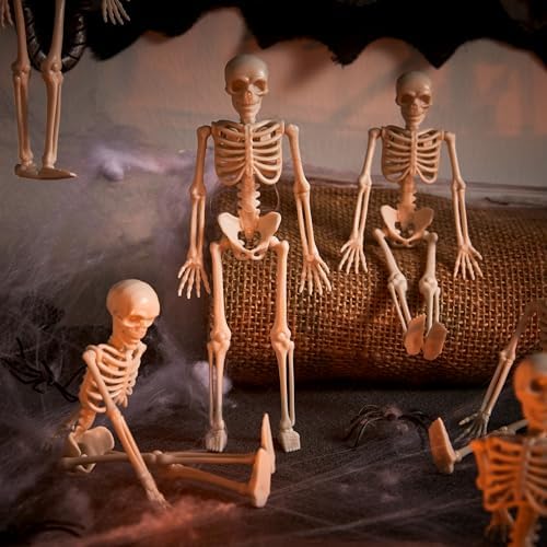 JOYIN 12 PCS 6” Small Skeletons Halloween Decorations Mini Skeleton Figurines for Craft Haunted House Accessories Trick-or-Treaters Party Favors Graveyard Decorations