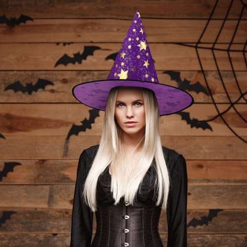 Newcotte 16 Pieces Witch Hats Halloween Costumes for Women Men Modern Witch Hats Fancy Dress Party Decorations