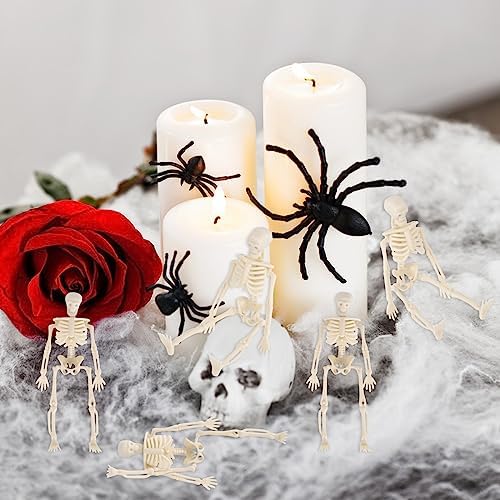 12 Pcs 6" Mini Skeleton Figurines -Small Posable Halloween Skeleton Decorations, Plastic Skeletons for Spooky Home Decor, Haunted House, Party Favors and Gift Bag Fillers